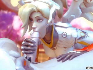 Incredible Mercy from Overwatch gets to Suck on Big cock Nicely