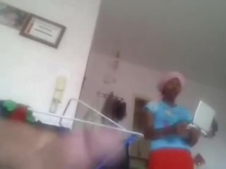 African Maid Chats With Man Jacking Off