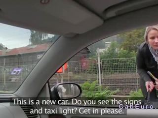 Fake taxi driver fucks blonde outdoor from behind